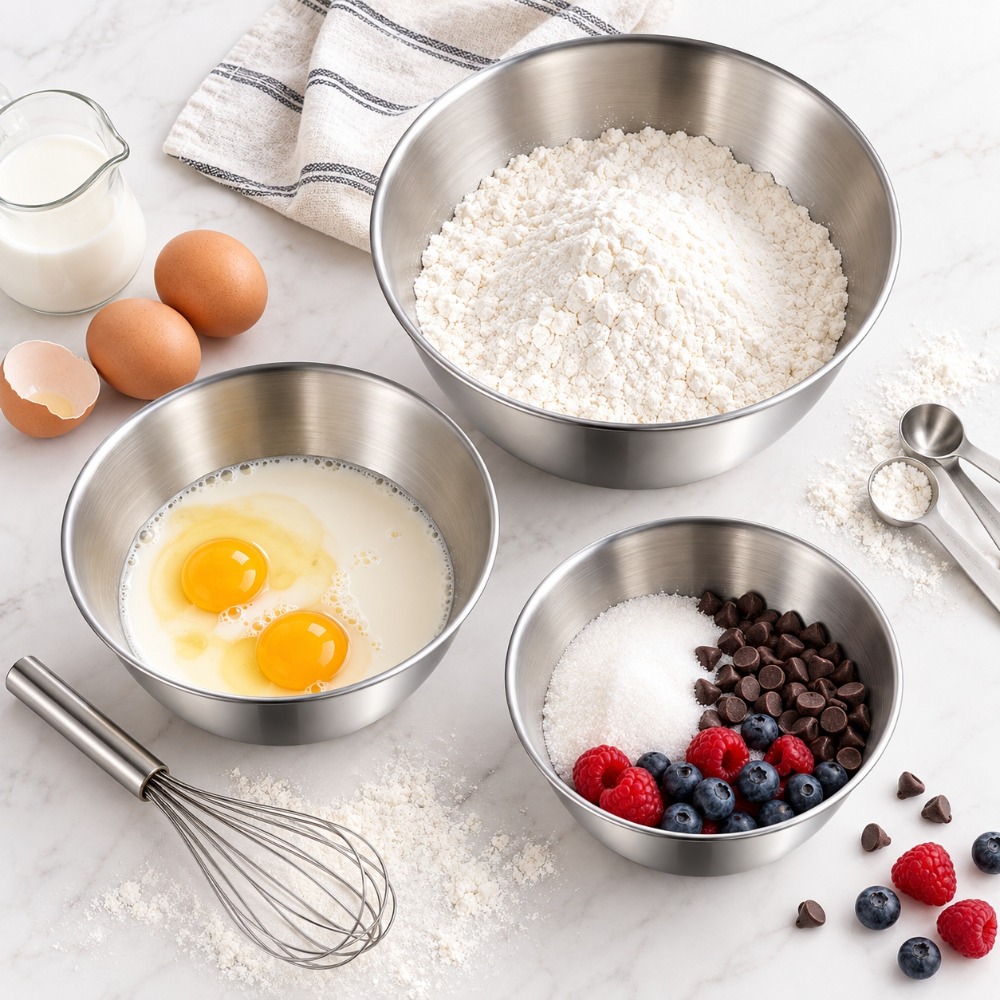 스테인리스 스틸 믹싱볼 3종 세트 눈금 표시 두꺼운 믹 - Baking Kitchen Set 리뷰 및 가격
